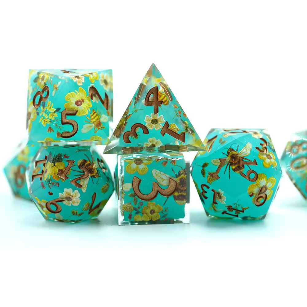 Bumblebee Yellow Flower Dice D&D Bee Dungeons Dragons DnD RPG Polyhedral - DCEAH - Merchants of Immersion