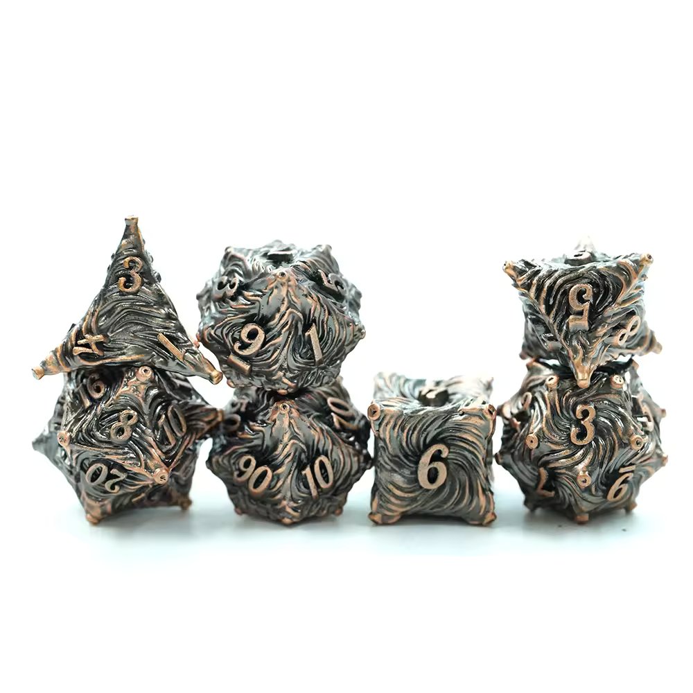 Copper Metal Swirl Dice D&D Dungeons Dragons DnD RPG Polyhedral - DCEAO - Merchants of Immersion