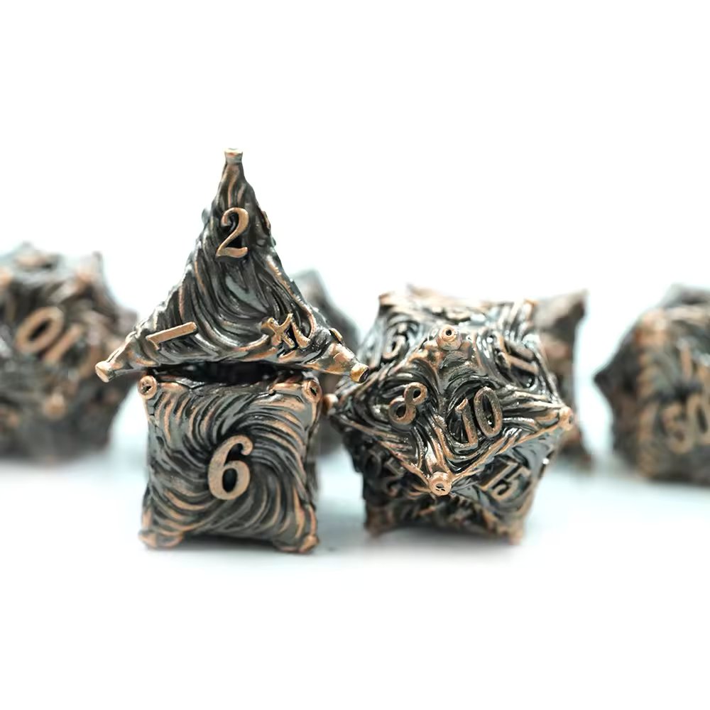 Copper Metal Swirl Dice D&D Dungeons Dragons DnD RPG Polyhedral - DCEAO - Merchants of Immersion