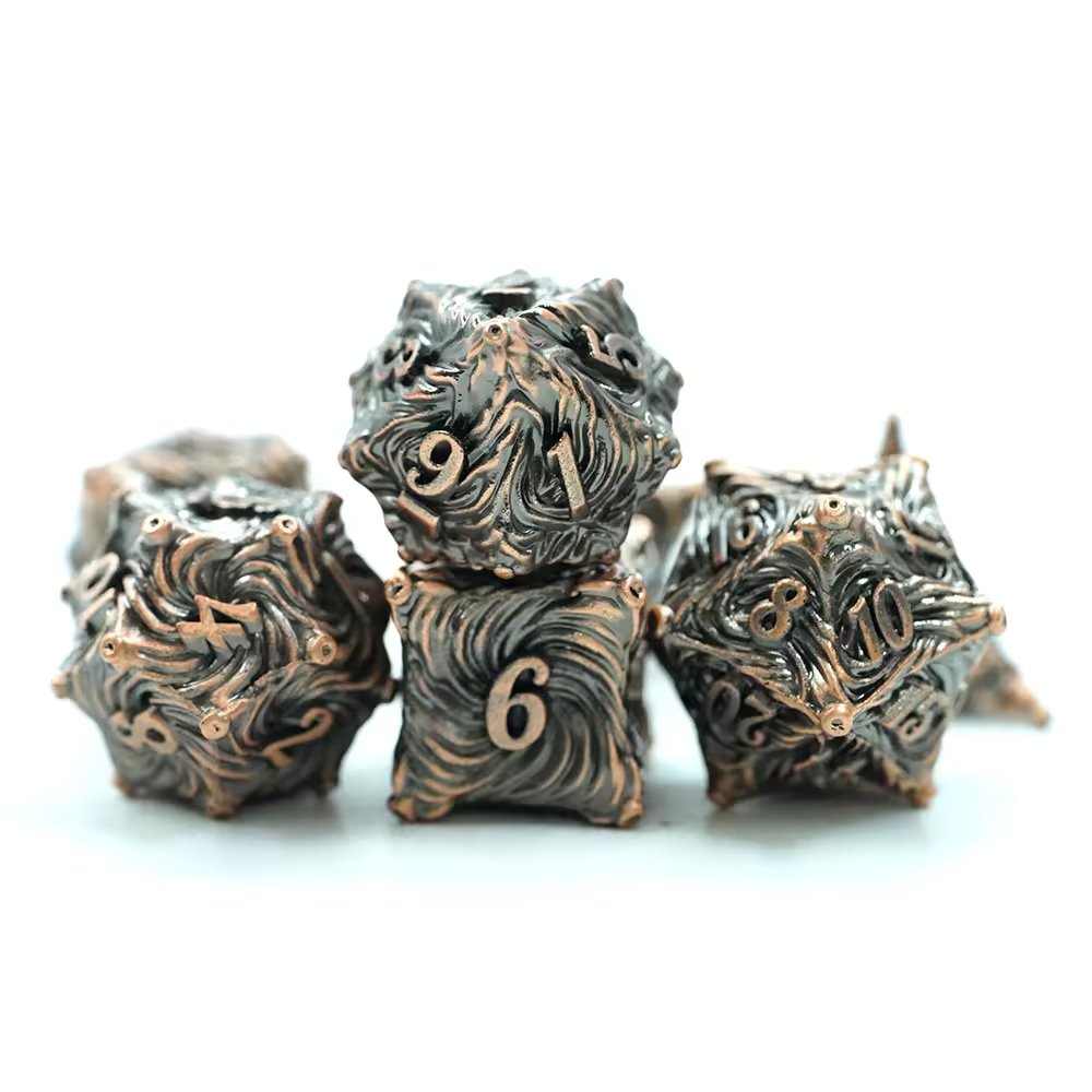 Copper Metal Swirl Dice D&D Dungeons Dragons DnD RPG Polyhedral - DCEAO - Merchants of Immersion