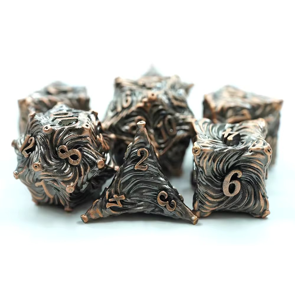 Copper Metal Swirl Dice D&D Dungeons Dragons DnD RPG Polyhedral - DCEAO - Merchants of Immersion