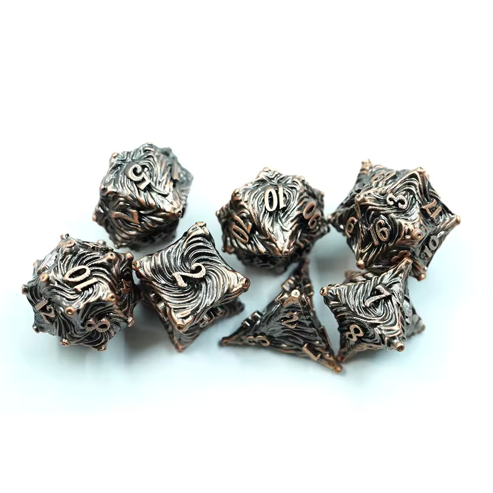 Copper Metal Swirl Dice D&D Dungeons Dragons DnD RPG Polyhedral - DCEAO - Merchants of Immersion