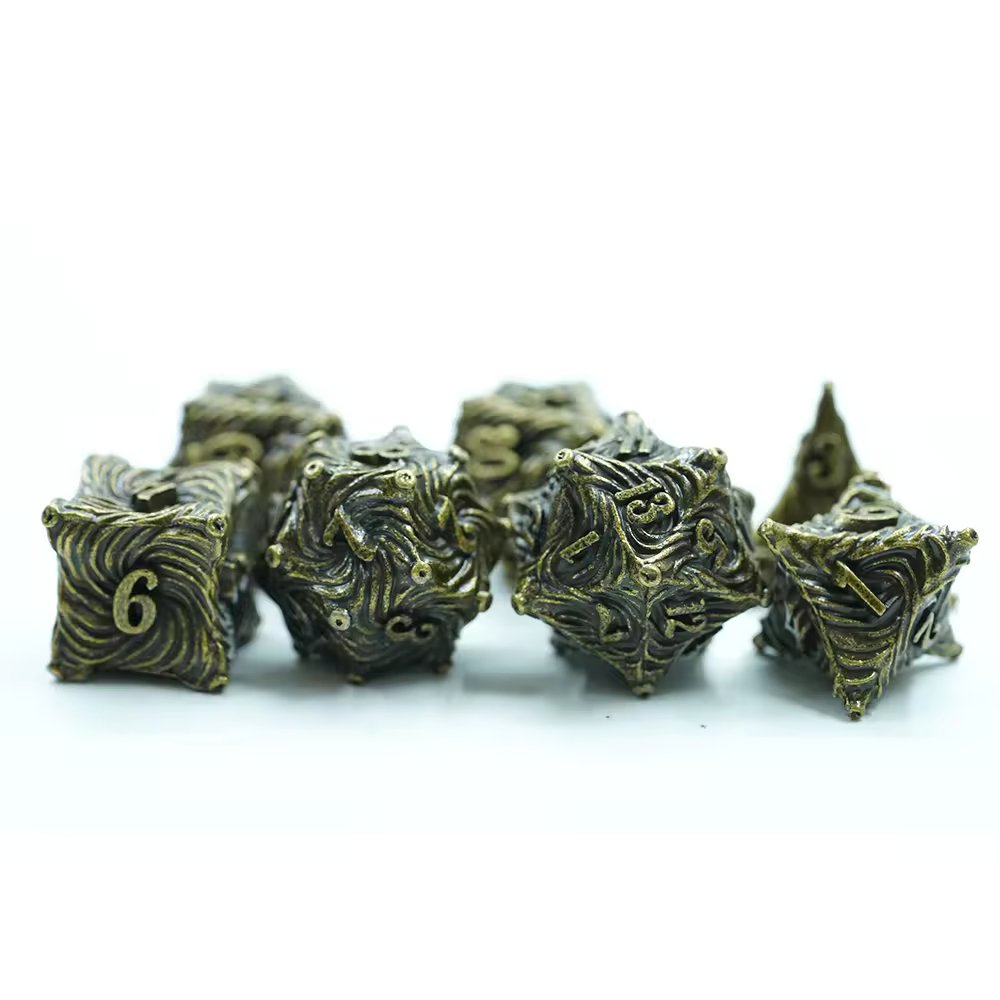 Gold Metal Swirl Dice D&D Dungeons Dragons DnD RPG Polyhedral - DCEAM - Merchants of Immersion