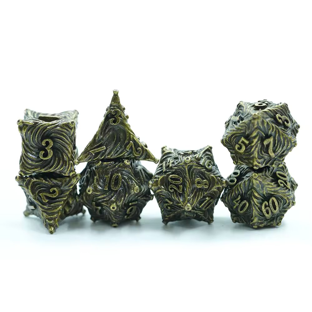 Gold Metal Swirl Dice D&D Dungeons Dragons DnD RPG Polyhedral - DCEAM - Merchants of Immersion