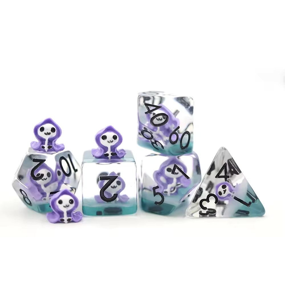 Grim Reaper Purple Skull Dice D&D Dungeons Dragons DnD RPG Polyhedral Halloween - DCEAK - Merchants of Immersion