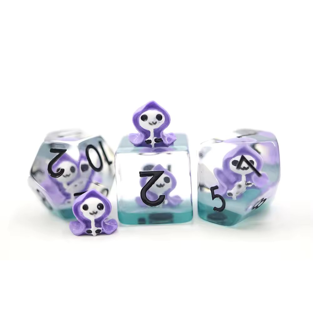 Grim Reaper Purple Skull Dice D&D Dungeons Dragons DnD RPG Polyhedral Halloween - DCEAK - Merchants of Immersion