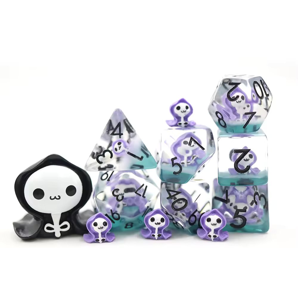 Grim Reaper Purple Skull Dice D&D Dungeons Dragons DnD RPG Polyhedral Halloween - DCEAK - Merchants of Immersion