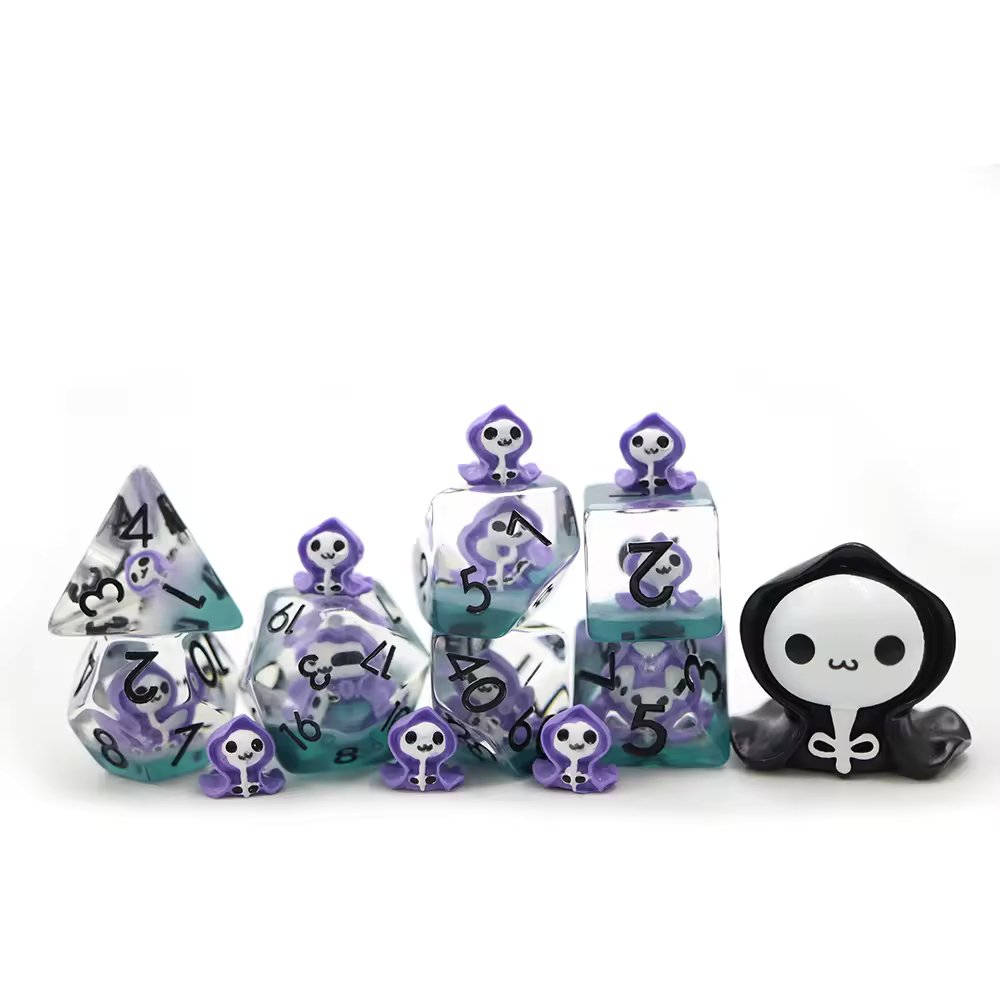 Grim Reaper Purple Skull Dice D&D Dungeons Dragons DnD RPG Polyhedral Halloween - DCEAK - Merchants of Immersion