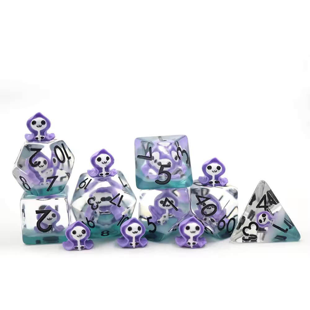 Grim Reaper Purple Skull Dice D&D Dungeons Dragons DnD RPG Polyhedral Halloween - DCEAK - Merchants of Immersion