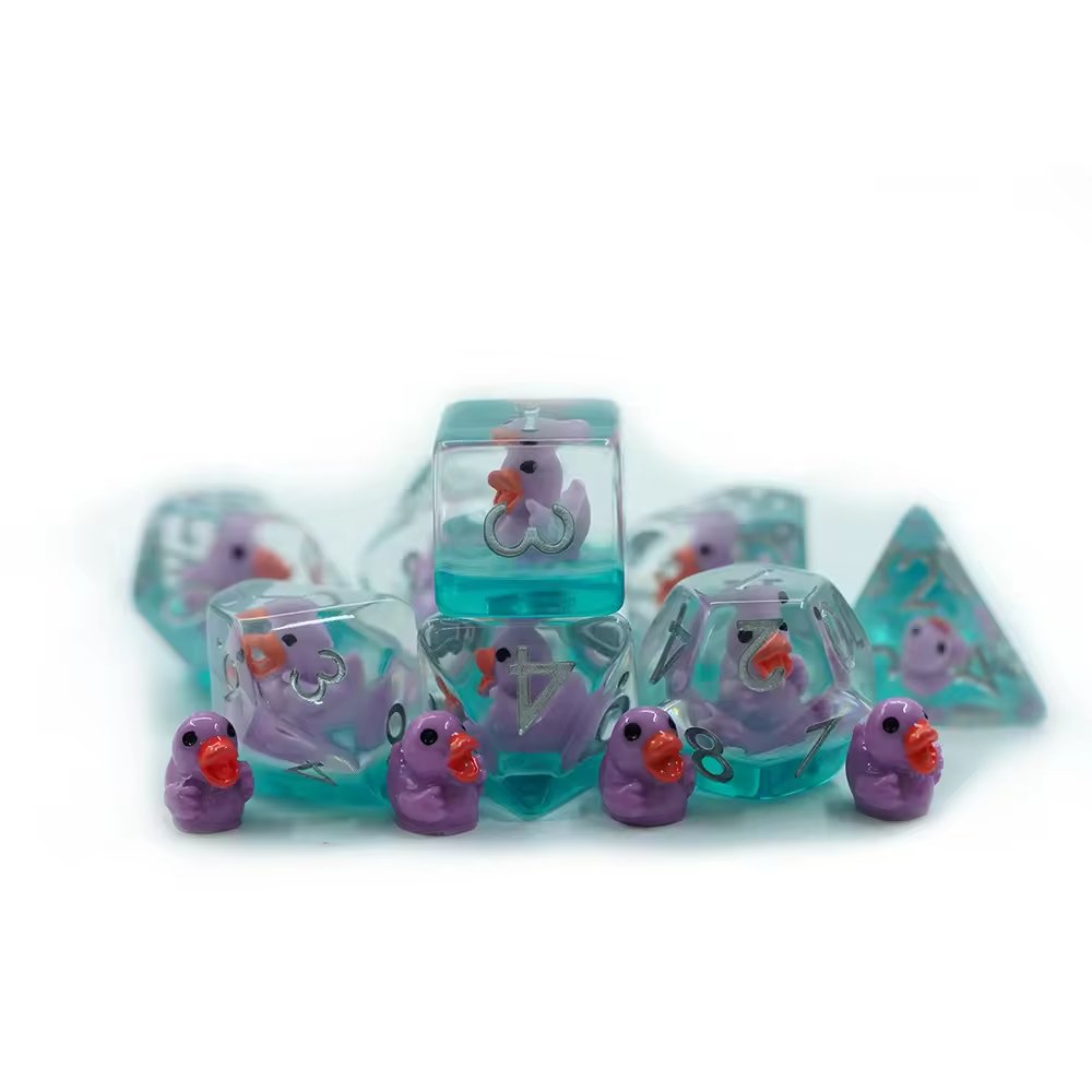 Rubber Ducky Dice Set for D&D Pathfinder RPG Purple Duck - DCEAI - Merchants of Immersion