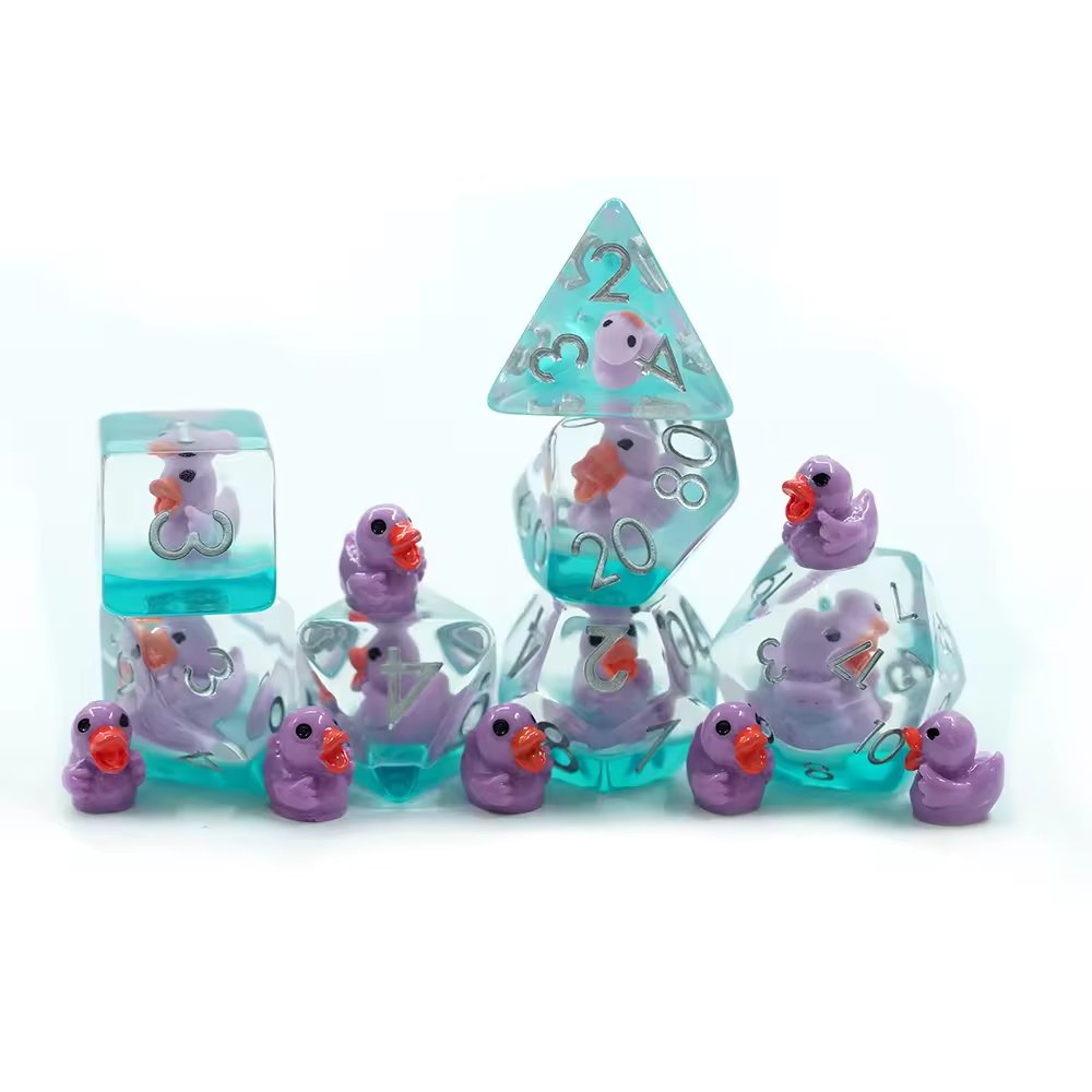 Rubber Ducky Dice Set for D&D Pathfinder RPG Purple Duck - DCEAI - Merchants of Immersion