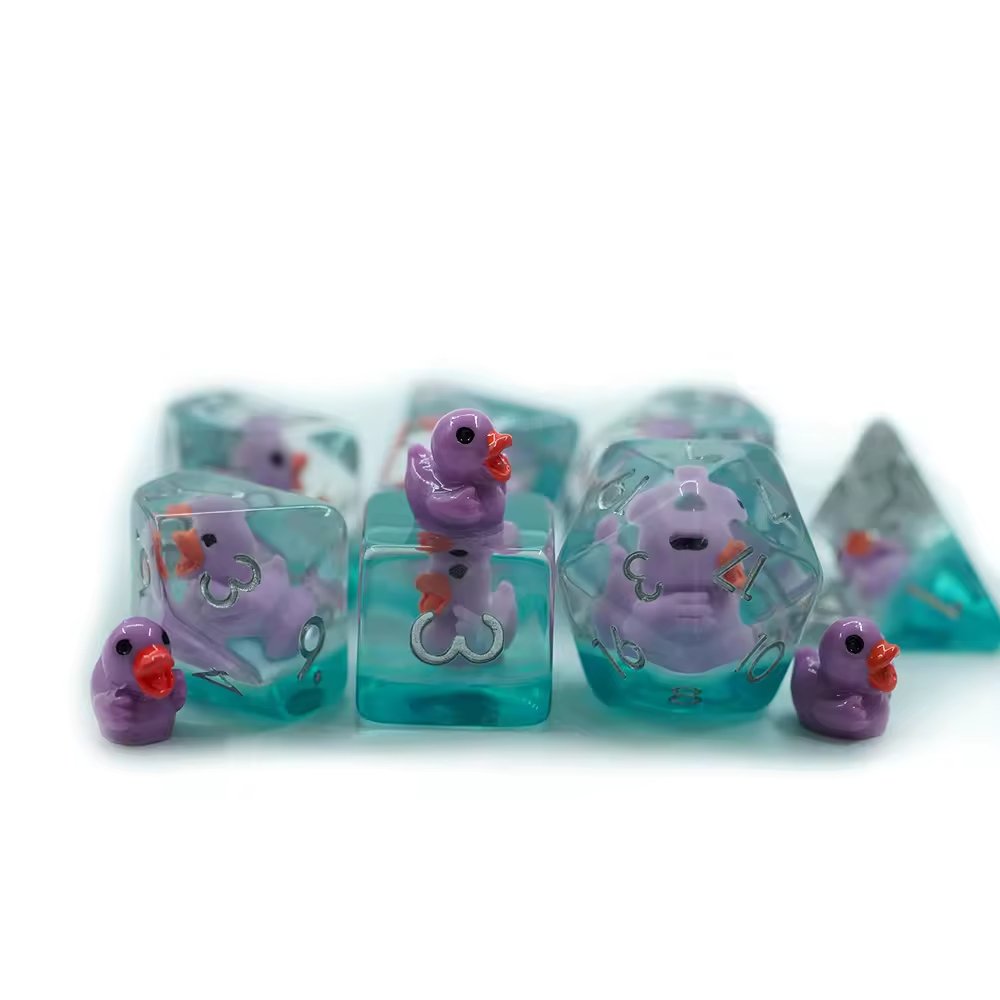 Rubber Ducky Dice Set for D&D Pathfinder RPG Purple Duck - DCEAI - Merchants of Immersion