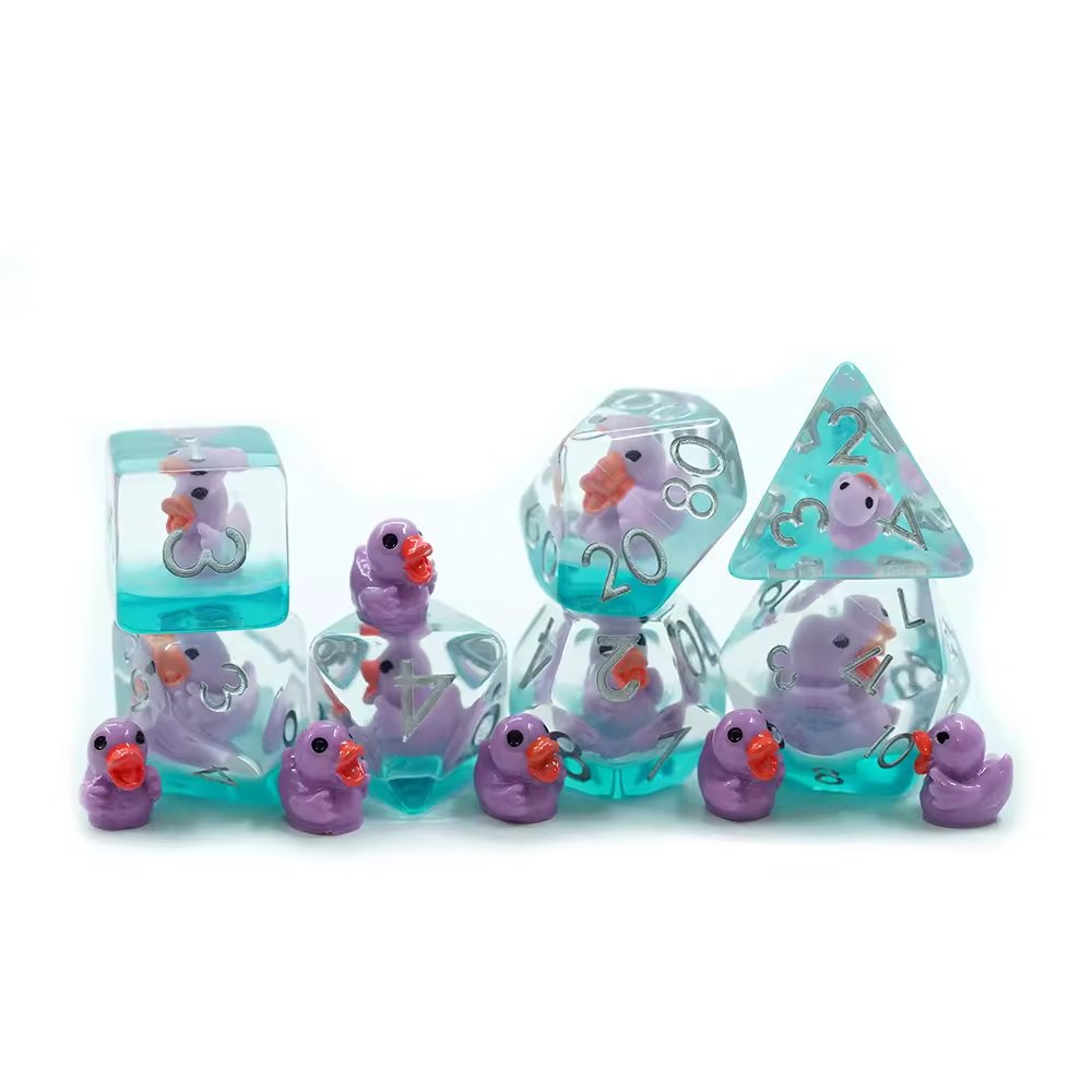 Rubber Ducky Dice Set for D&D Pathfinder RPG Purple Duck - DCEAI - Merchants of Immersion