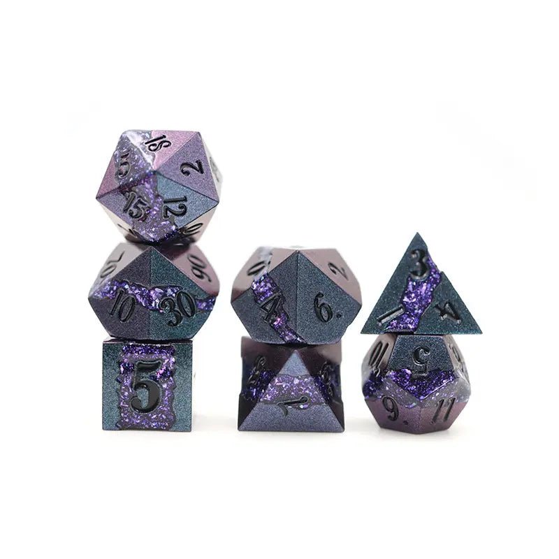 Amethyst Rift Stones Metal Dice Set for D&D Pathfinder RPG - DCE04 - Merchants of Immersion