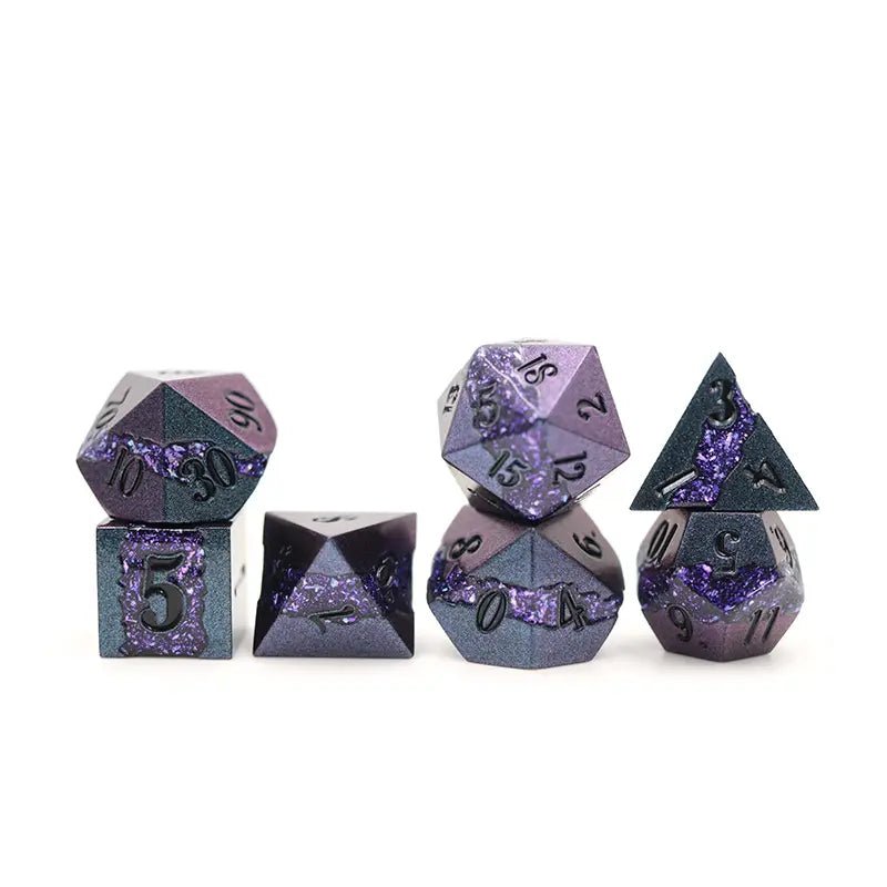 Amethyst Rift Stones Metal Dice Set for D&D Pathfinder RPG - DCE04 - Merchants of Immersion