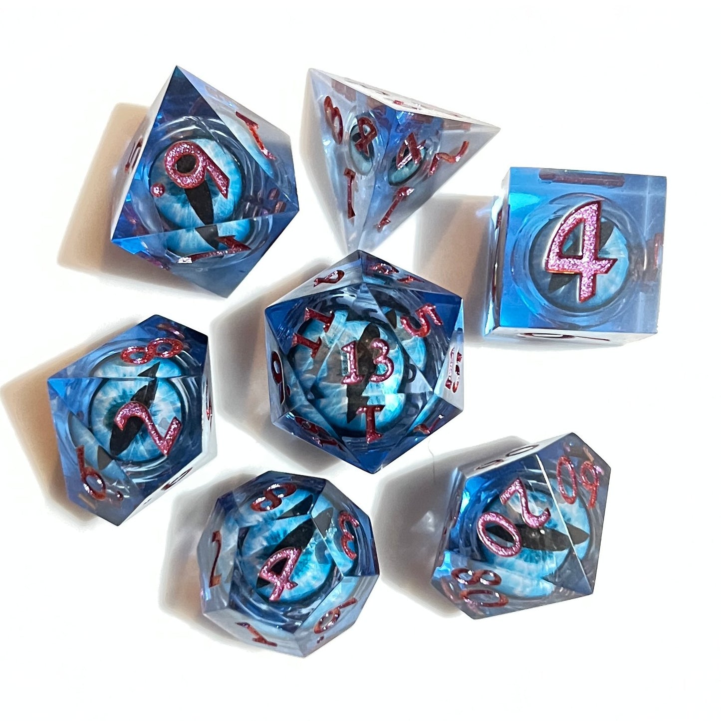 Blue Dragon Eyeball Dice Cat Eye D&D Dungeons Dragons DnD RPG Polyhedral - DCE51 - Merchants of Immersion