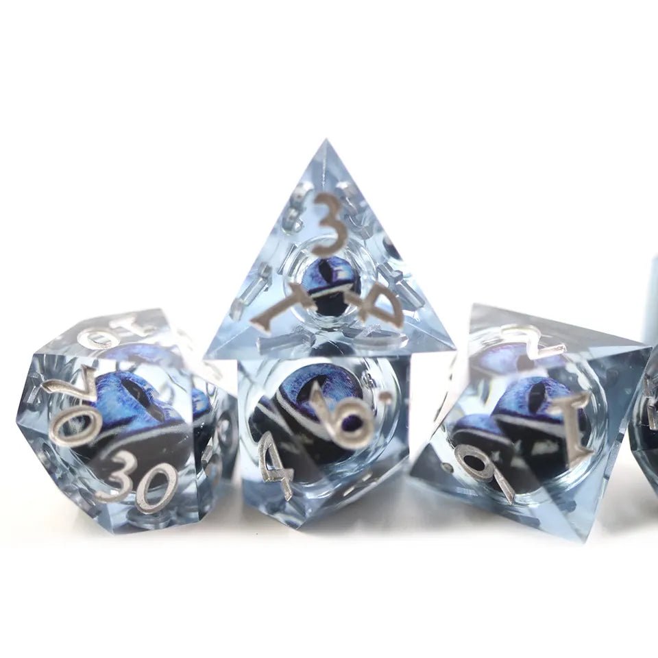 Blue Dragon Eyeball Dice Cat Eye D&D Dungeons Dragons DnD RPG Polyhedral - DCE71 - Merchants of Immersion