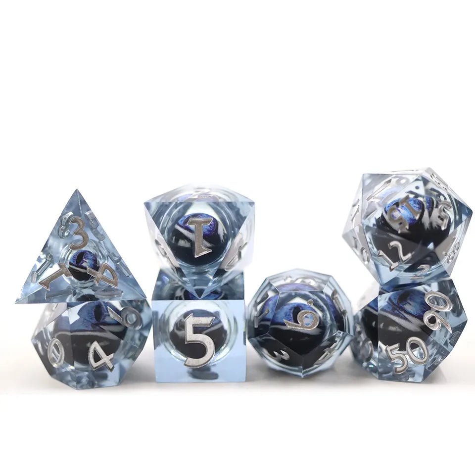 Blue Dragon Eyeball Dice Cat Eye D&D Dungeons Dragons DnD RPG Polyhedral - DCE71 - Merchants of Immersion