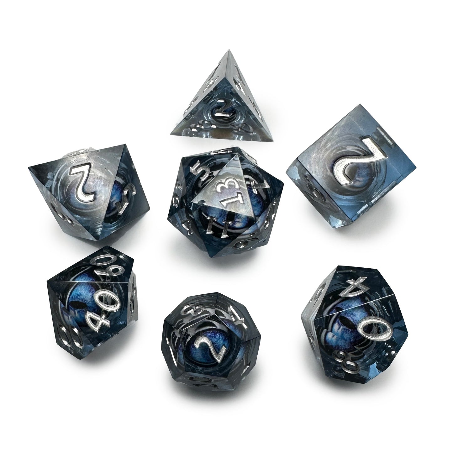 Blue Dragon Eyeball Dice Cat Eye D&D Dungeons Dragons DnD RPG Polyhedral - DCE71 - Merchants of Immersion