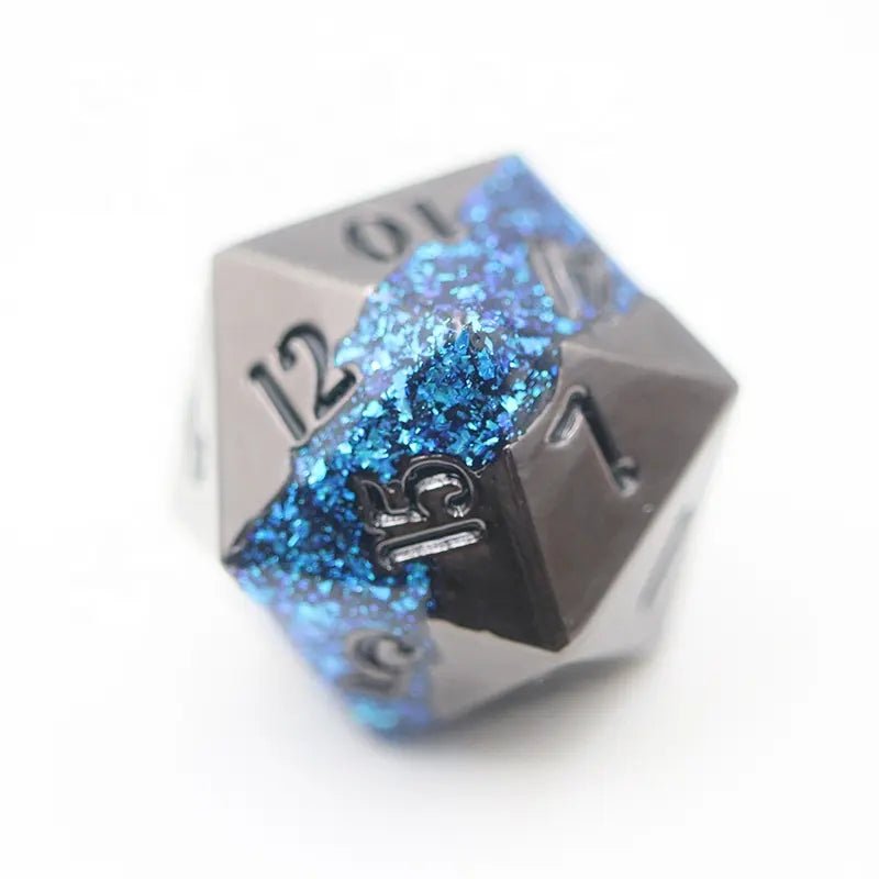 Blue Rift Stones Metal Dice Set for D&D Pathfinder RPG - DCE05 - Merchants of Immersion