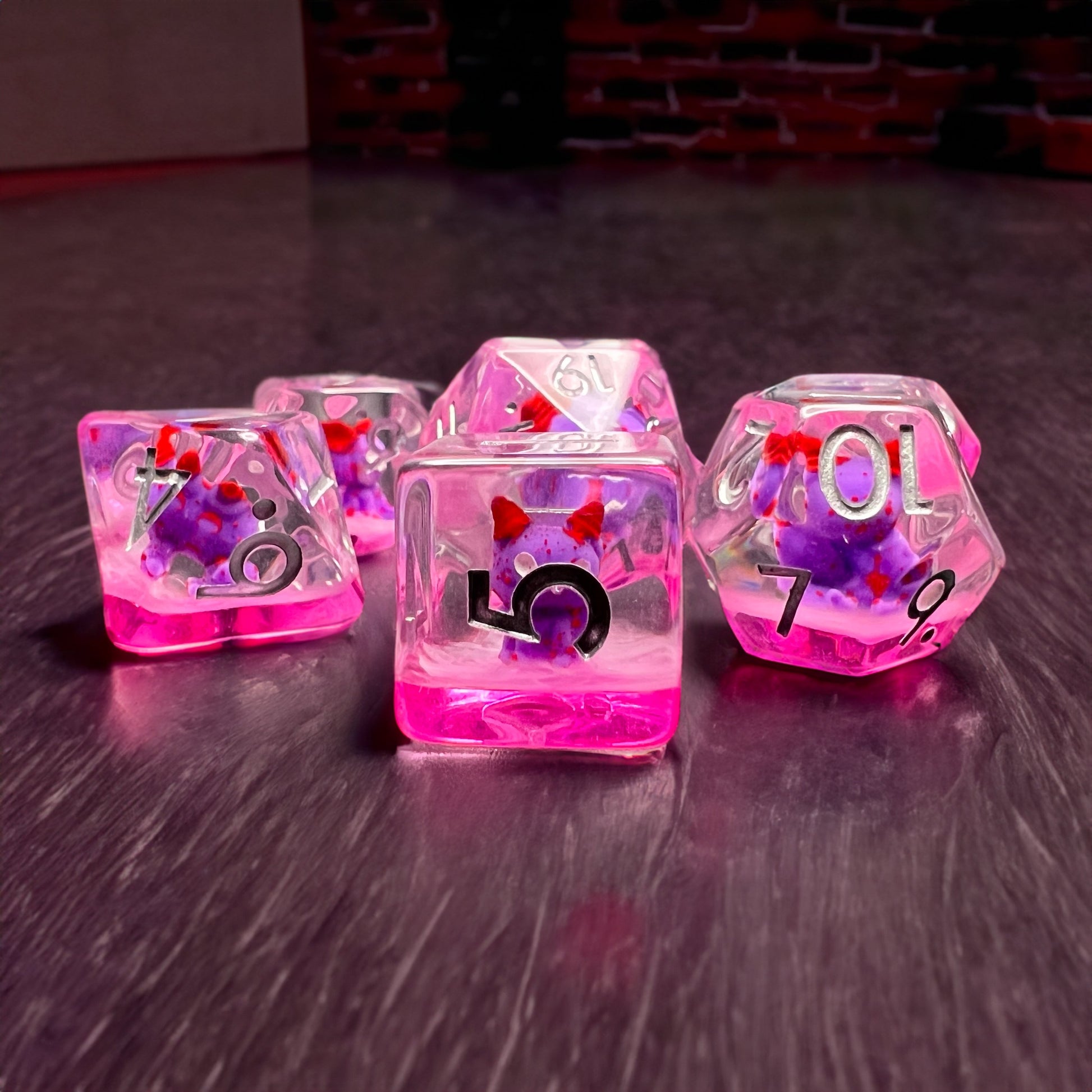 Cat Demon Dice Set for D&D Pathfinder Purple - DCE41 - Merchants of Immersion