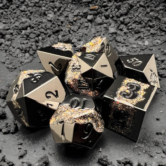 Copper Rift Stones Metal Dice Set for D&D Pathfinder RPG - DCE08 - Merchants of Immersion