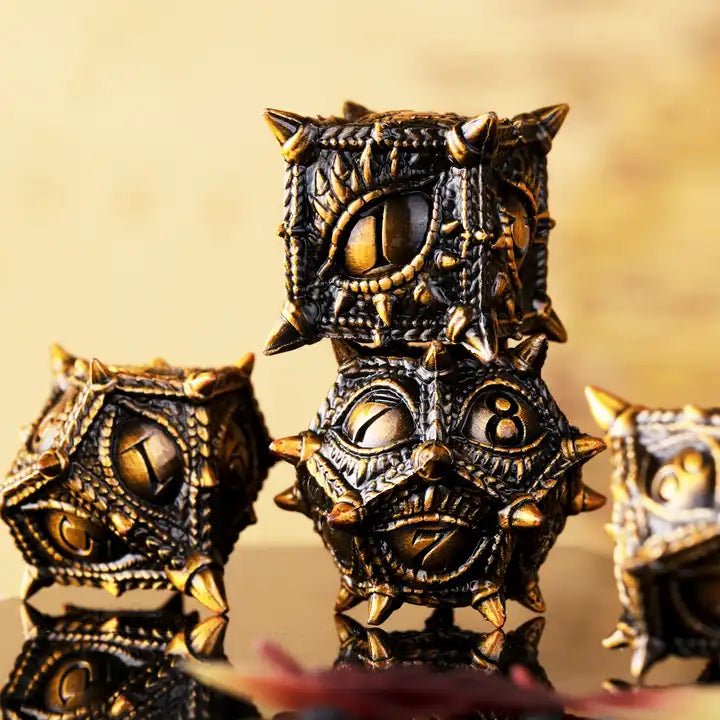 Dragon Eye Dice Metal Eyeball Gold D&D Dungeons Dragons DnD - DCEAE - Merchants of Immersion