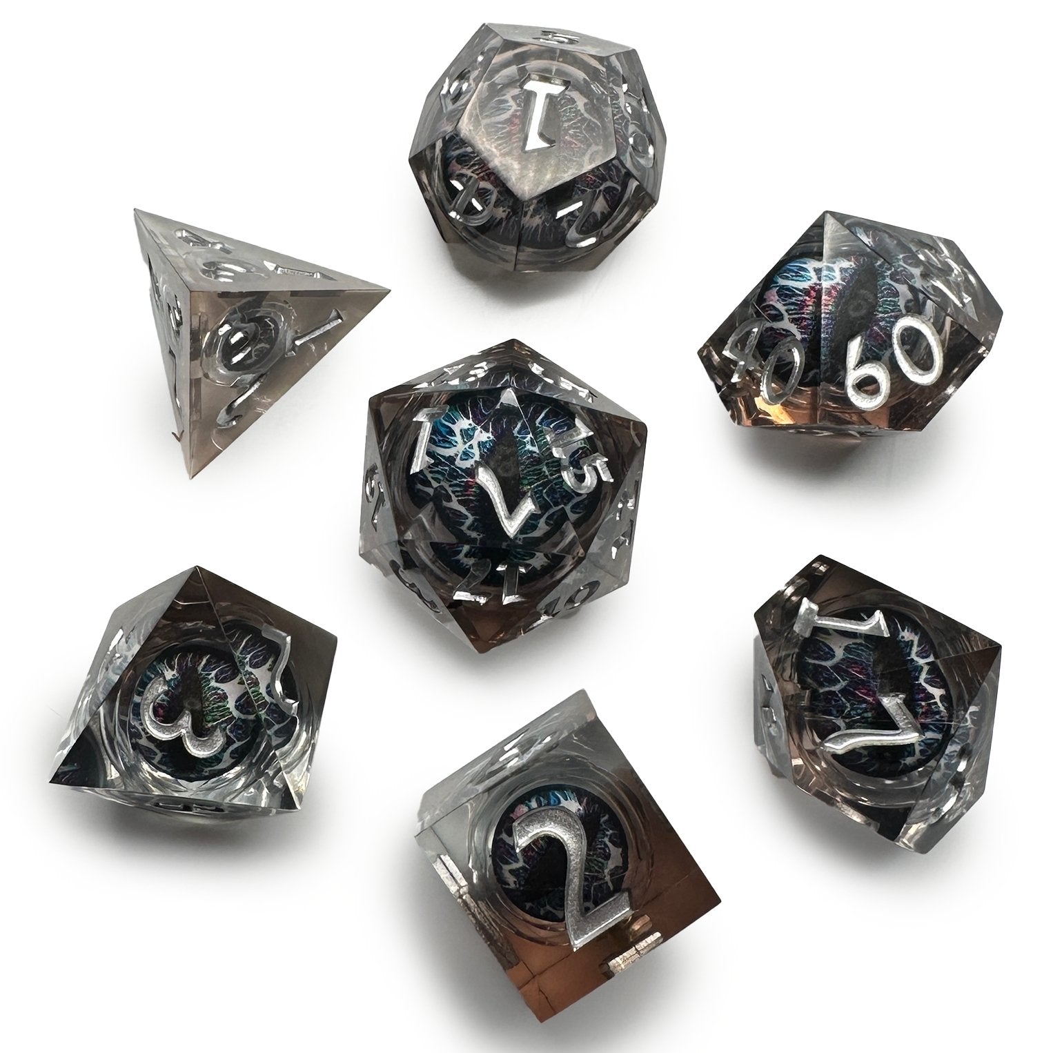 Dragon Eyeball Dice Cat Demon Blue Eye D&D Dungeons Dragons DnD RPG Polyhedral - DCE73 - Merchants of Immersion