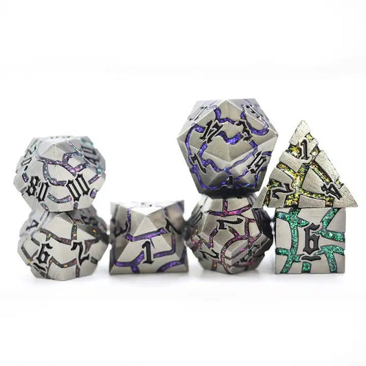 Dwarven Rift Stones Metal Dice Blue Green Purple Pink D&D Dungeons Dragons DnD - DCE91 - Merchants of Immersion