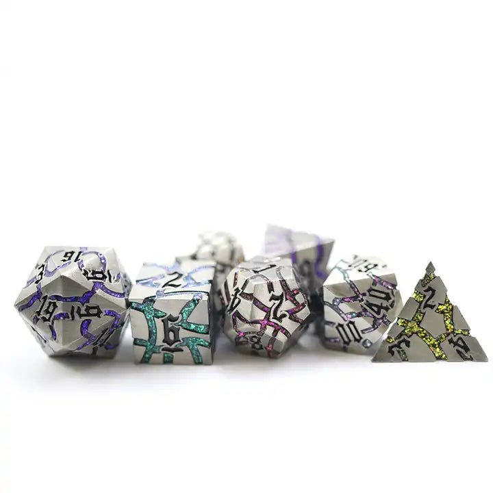 Dwarven Rift Stones Metal Dice Blue Green Purple Pink D&D Dungeons Dragons DnD - DCE91 - Merchants of Immersion