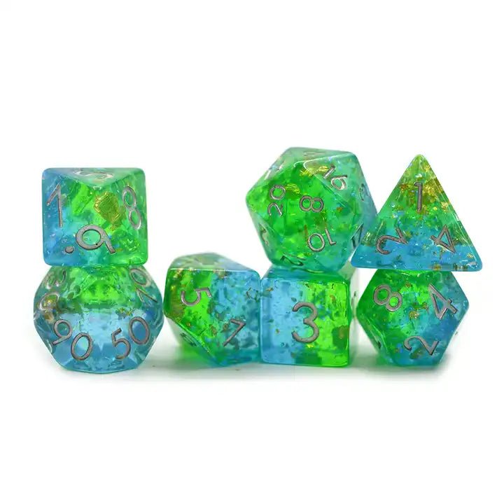 Emerald Depths Dice Green Blue Gold Foil D&D Dungeons Dragons DnD RPG Polyhedral - DCEAB - Merchants of Immersion