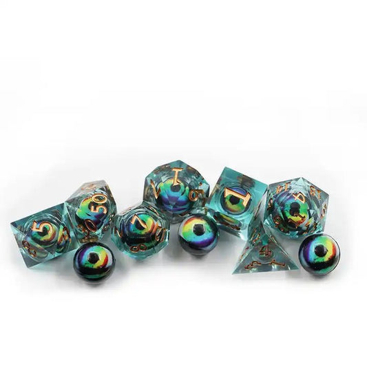 Eyeball Dice Moving Liquid Core Rainbow D&D Dungeons Dragons DnD - DCE94 - Merchants of Immersion