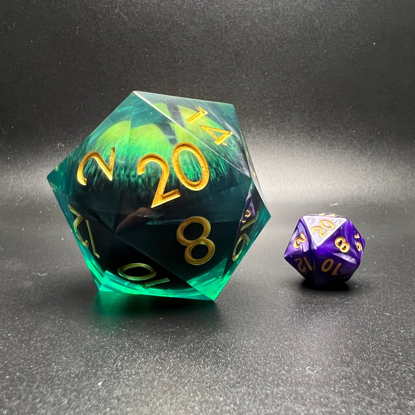 Green Dragon Cat Eyeball Giant D20 Dice Eye D&D Dungeons Dragons DnD RPG 50mm - DCE60 - Merchants of Immersion