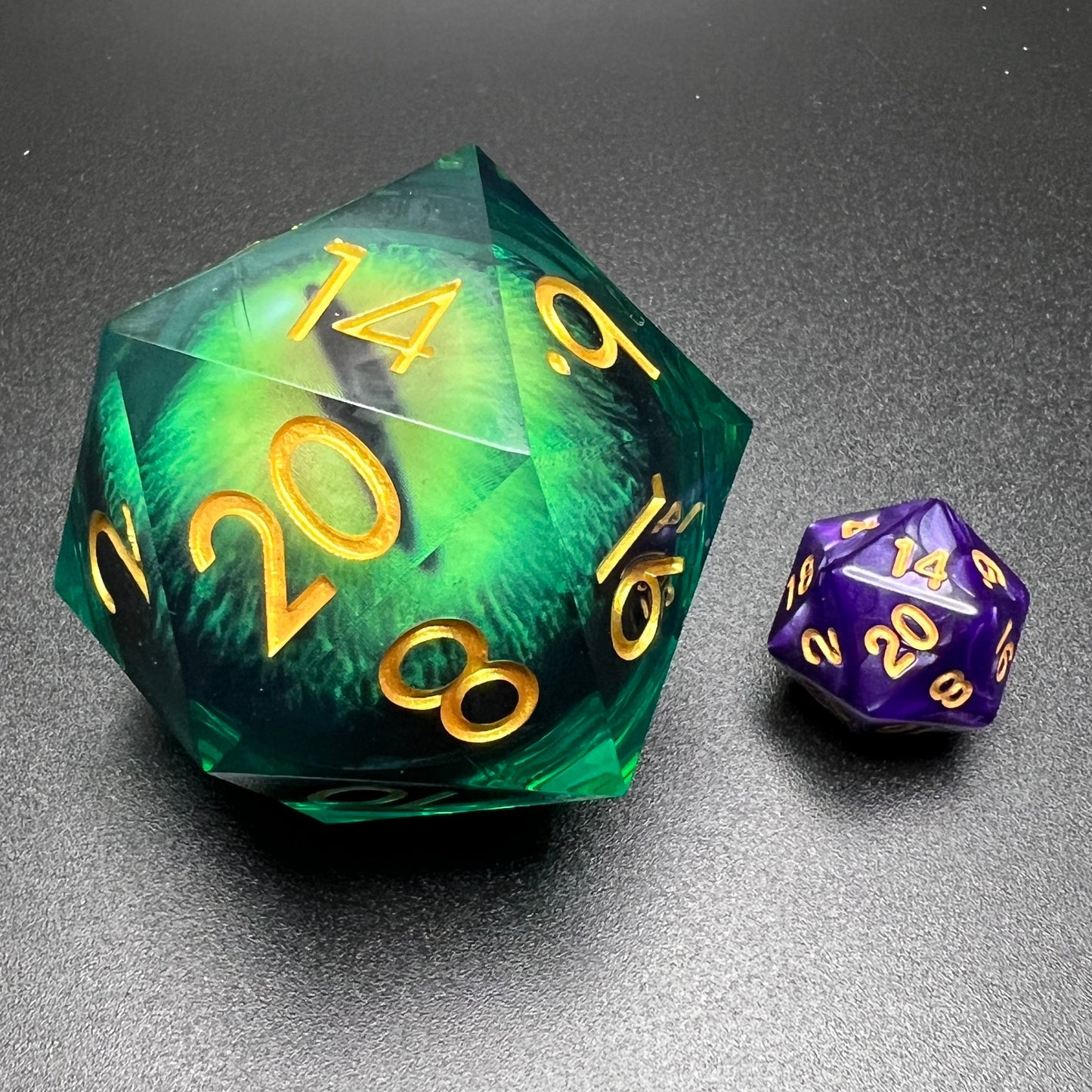 Green Dragon Cat Eyeball Giant D20 Dice Eye D&D Dungeons Dragons DnD RPG 50mm - DCE60 - Merchants of Immersion