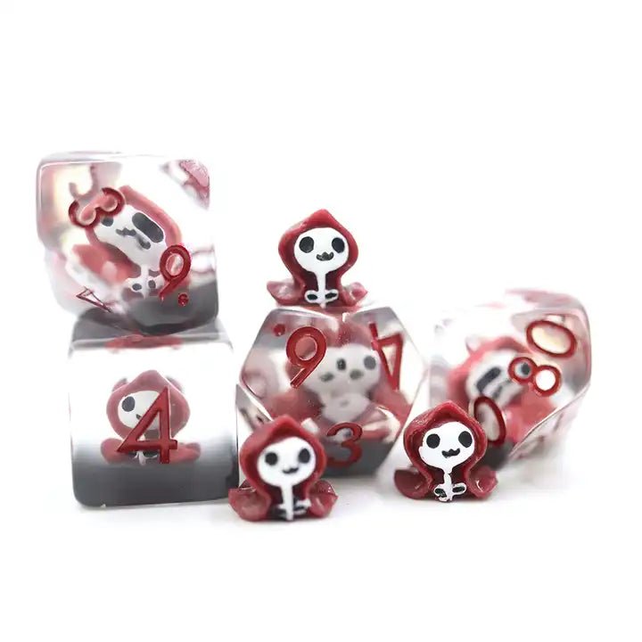 Grim Reaper Dice Red Death Undead D&D Dungeons Dragons DnD RPG Polyhedral - DCE90 - Merchants of Immersion