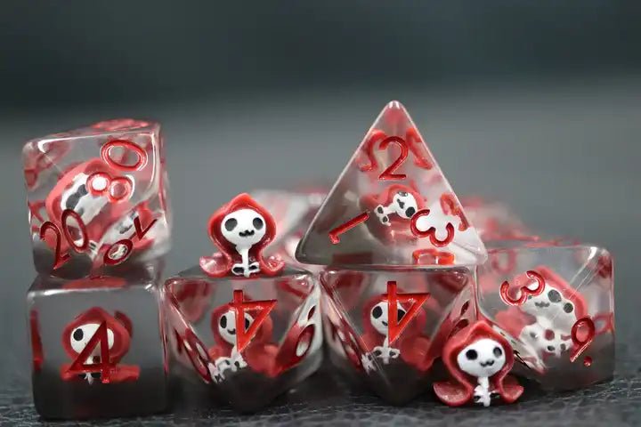 Grim Reaper Dice Red Death Undead D&D Dungeons Dragons DnD RPG Polyhedral - DCE90 - Merchants of Immersion