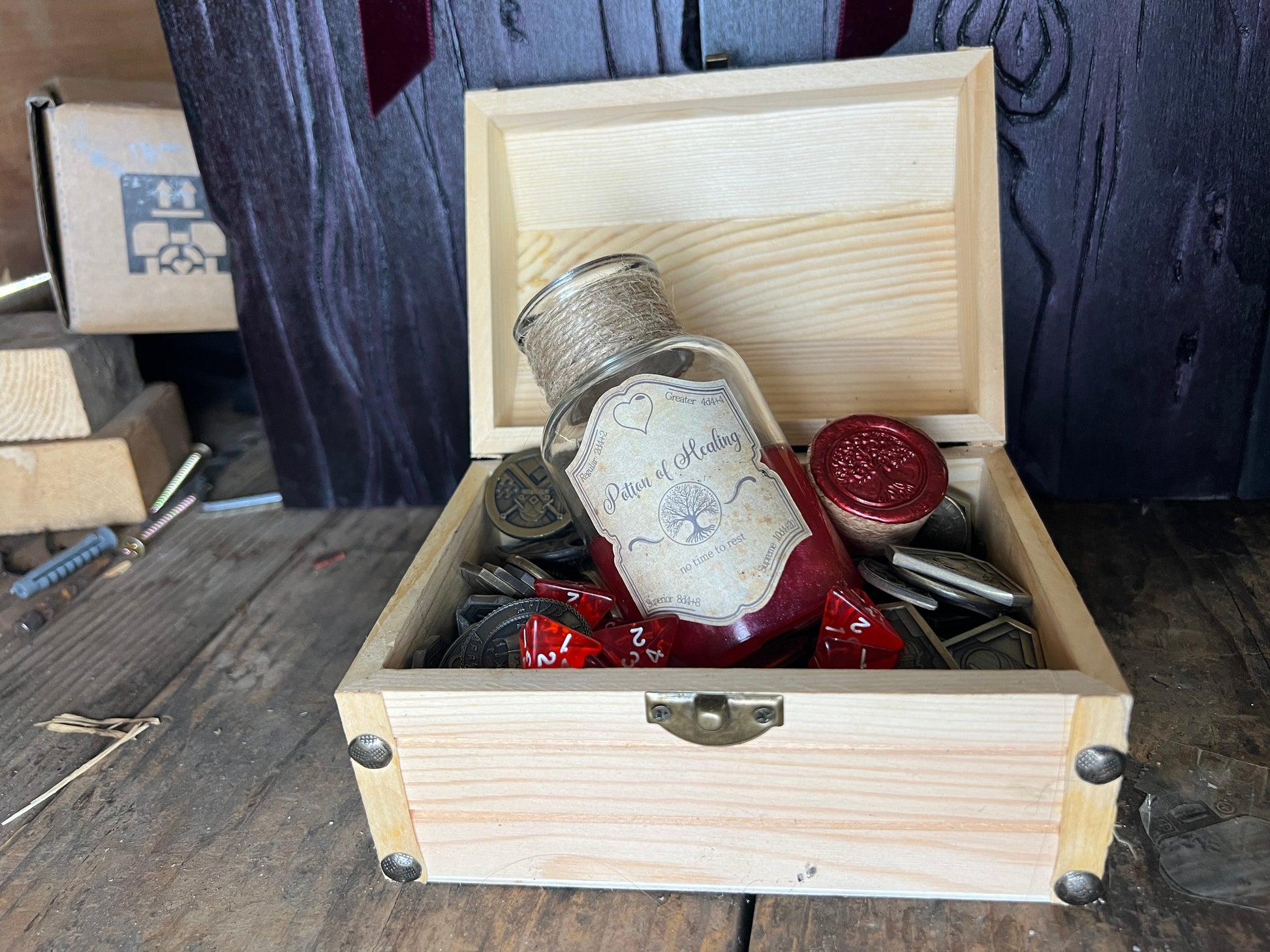 Handmade DnD Healing Potion Dice Roller - Dungeons Dragons Health Potion Bottle - POT05 - Merchants of Immersion