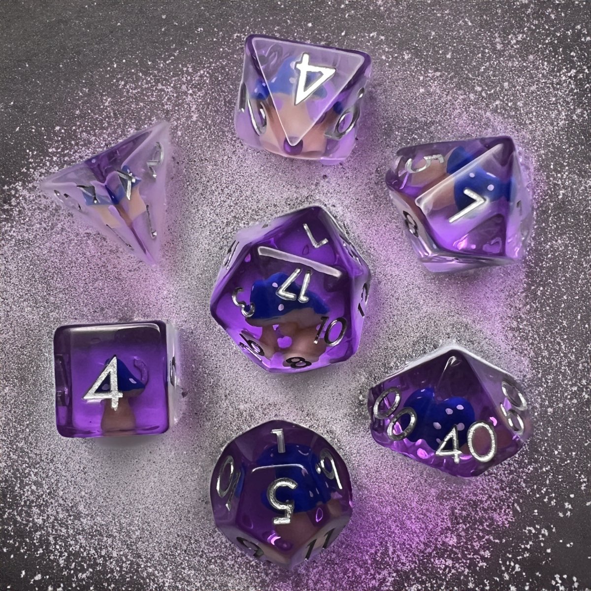 Mushroom Dice Blue Pink D&D Dungeons Dragons DnD RPG Polyhedral - DCE61 - Merchants of Immersion