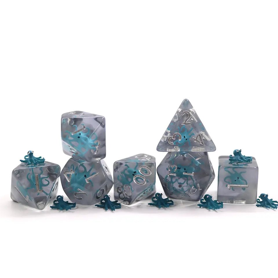 Octopus Dice Cyan Pirate Water D&D Dungeons Dragons DnD RPG Polyhedral - DCE79 - Merchants of Immersion