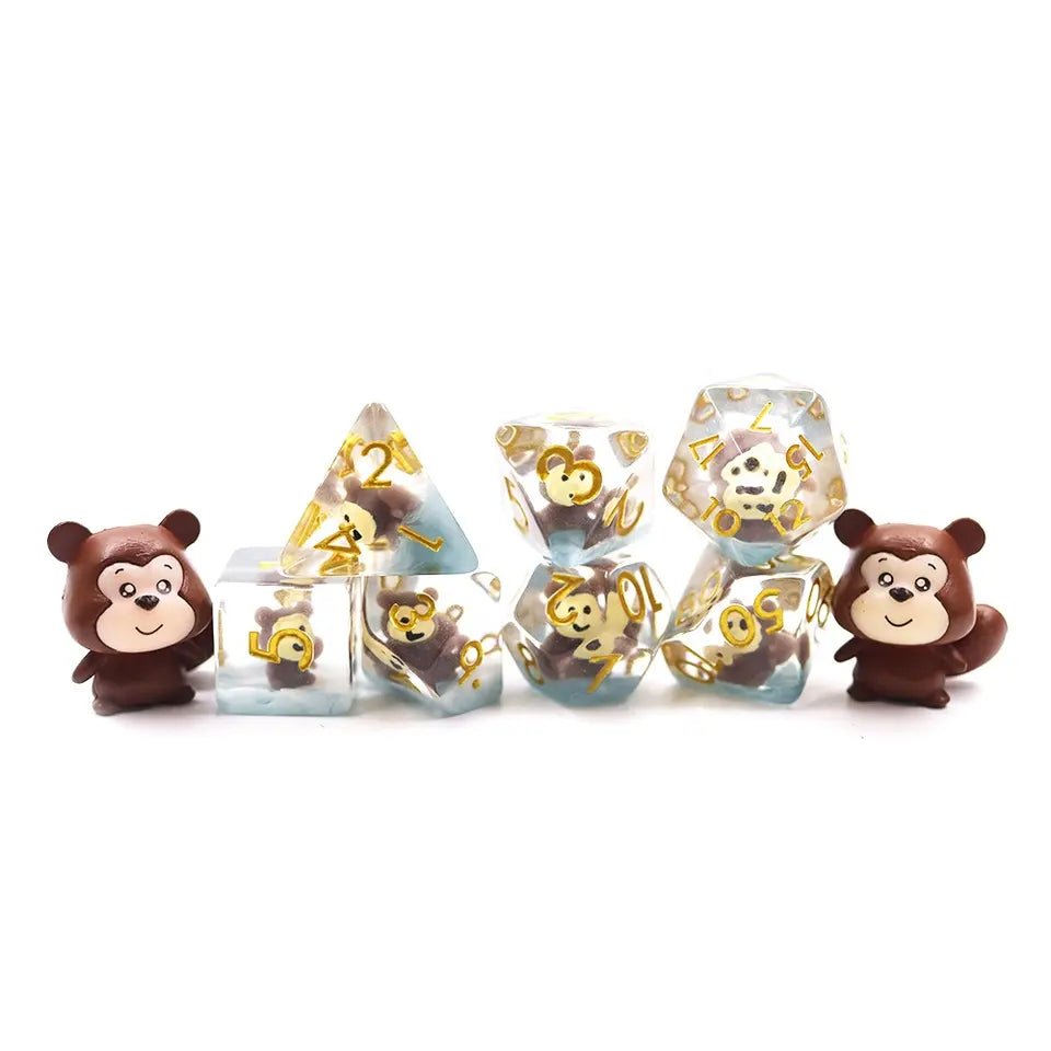 Raccoon Dog Tanooki Dice Set for D&D Pathfinder RPG Brown Tunuki - DCE39 - Merchants of Immersion