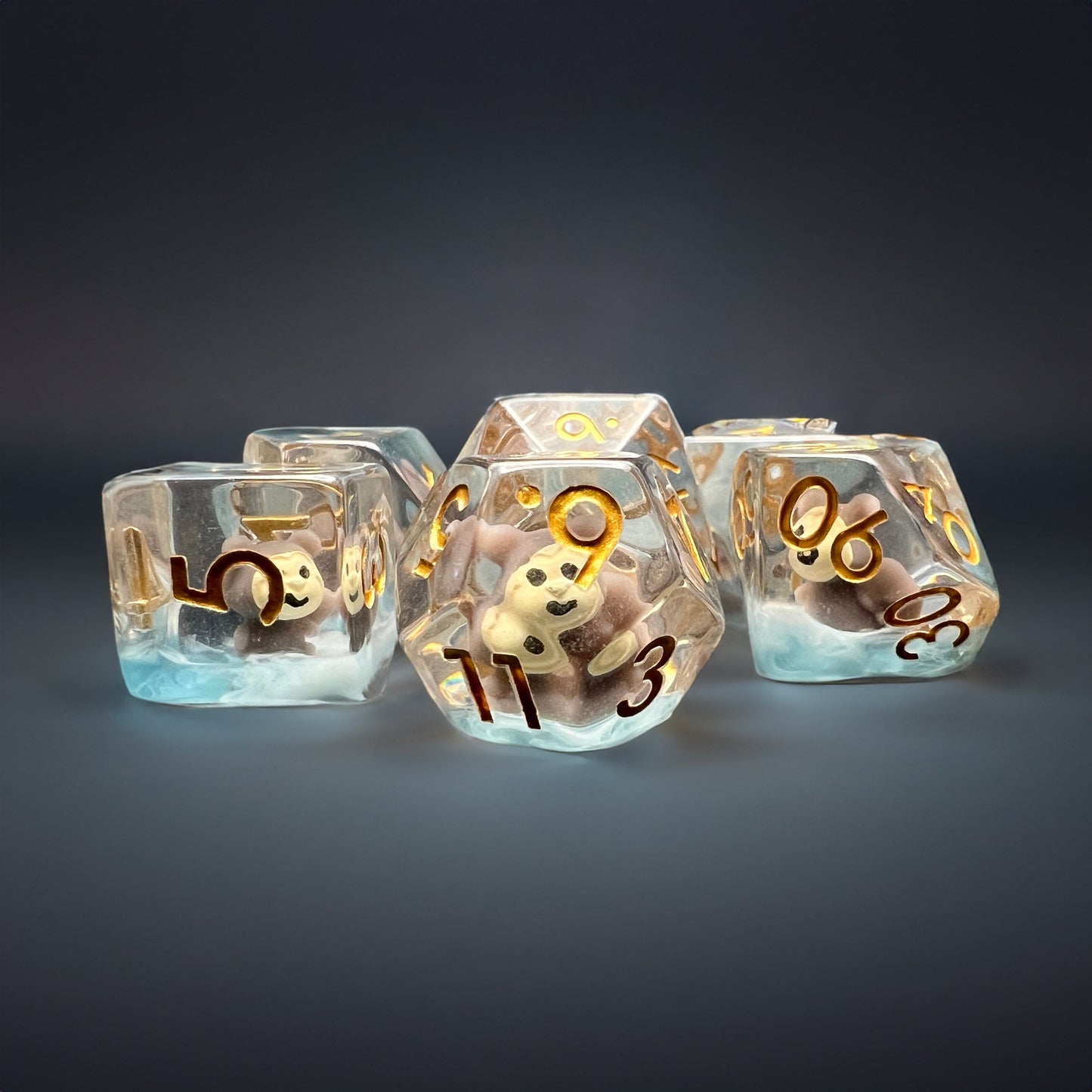 Raccoon Dog Tanooki Dice Set for D&D Pathfinder RPG Brown Tunuki - DCE39 - Merchants of Immersion