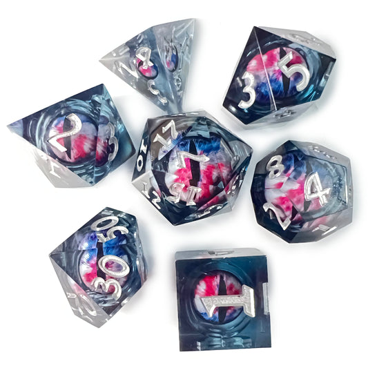 Red White Blue Dragon Eyeball Dice Cat Eye D&D Dungeons Dragons DnD RPG - DCE54 - Merchants of Immersion