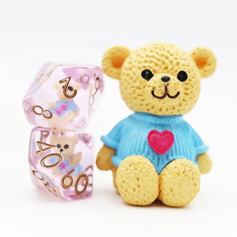 Teddy Bear Dice Heart Hug Cute Pink D&D Dungeons Dragons DnD RPG Polyhedral - DCE77 - Merchants of Immersion