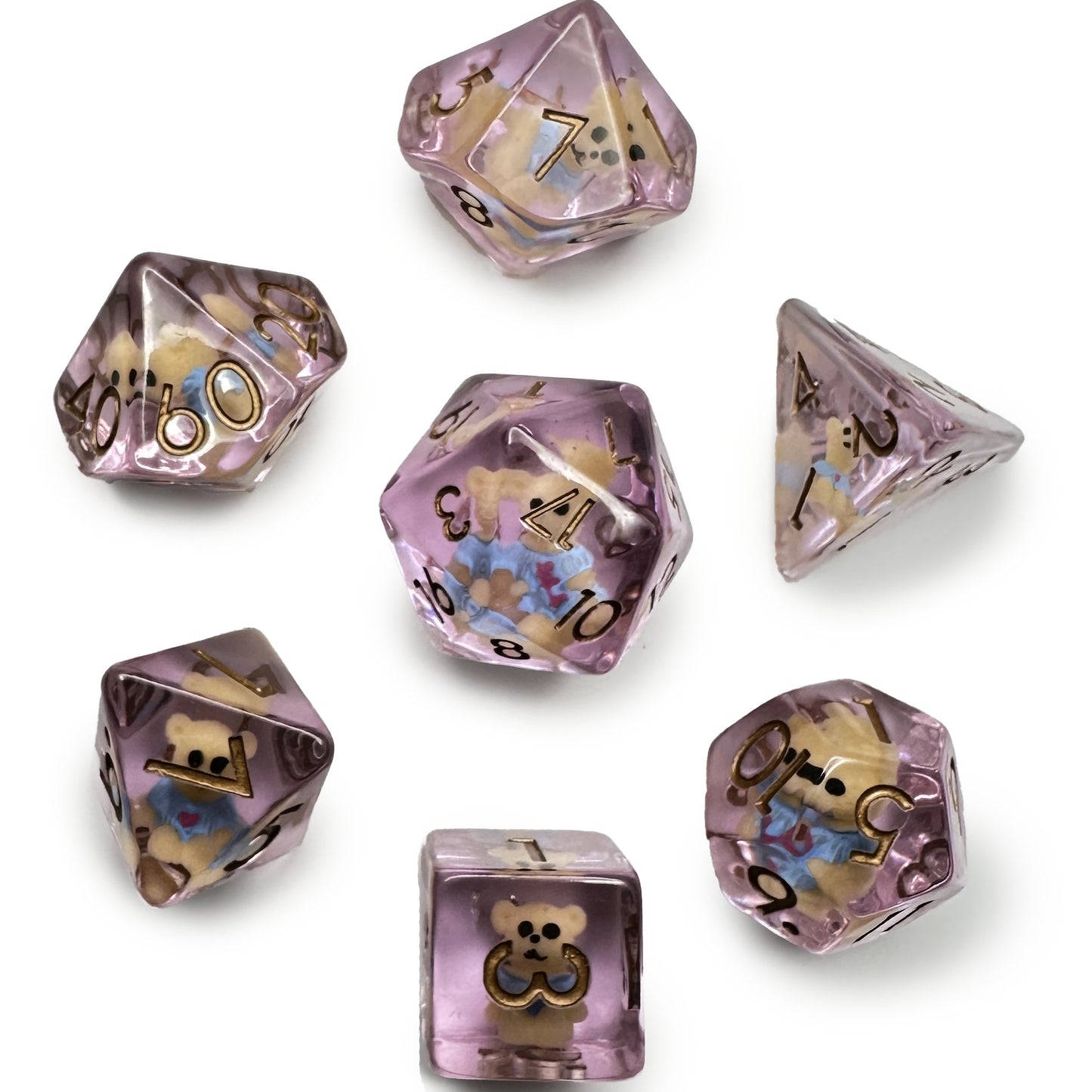 Teddy Bear Dice Heart Hug Cute Pink D&D Dungeons Dragons DnD RPG Polyhedral - DCE77 - Merchants of Immersion